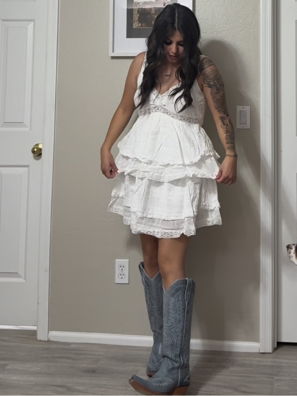 White Tiered Ruffle Summer Dress - Casual Boho Look